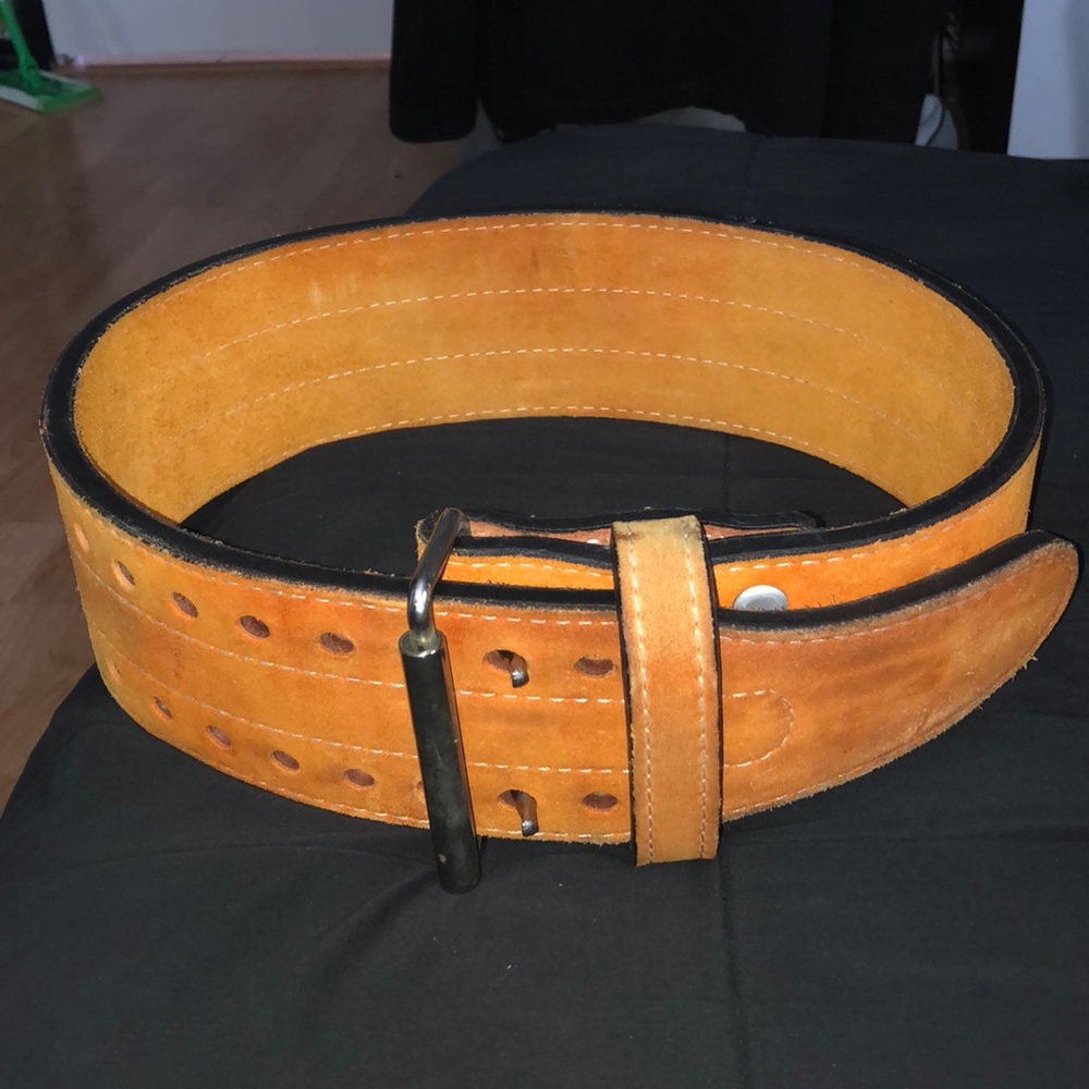 Orange inzer double prong belt